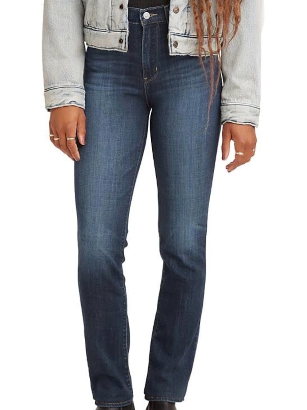 Levi's High-Rise 724 Straight Jeans in Dark Blue Wash